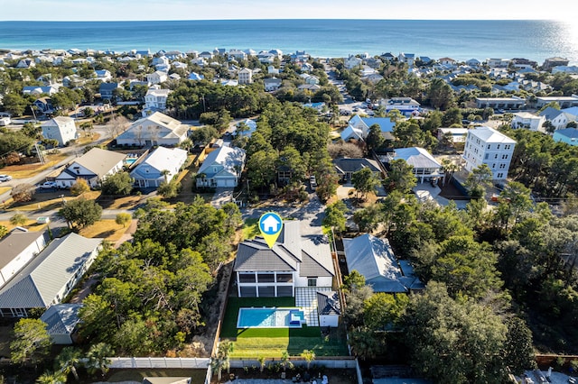 bird's eye view featuring a water view