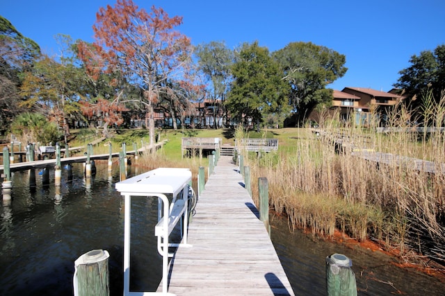 dock area featuring a water view