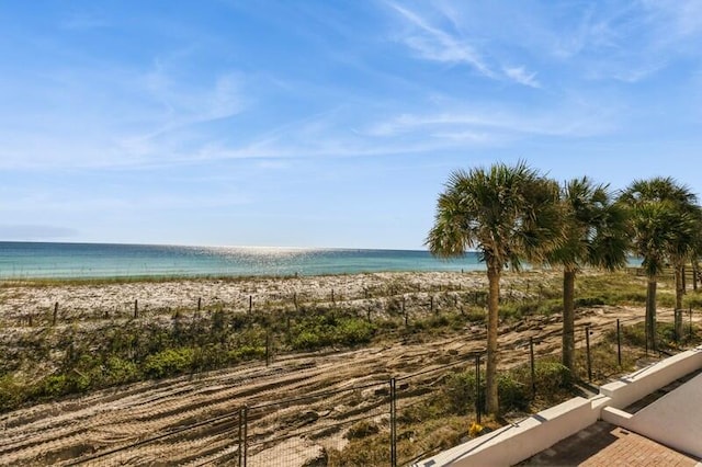 view of water feature featuring a view of the beach