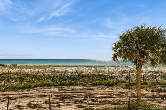 property view of water with a beach view