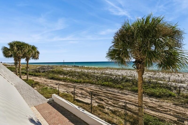 view of water feature featuring a view of the beach