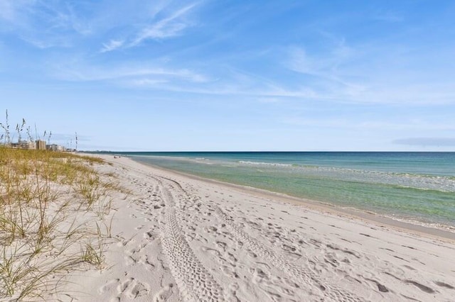 property view of water featuring a view of the beach