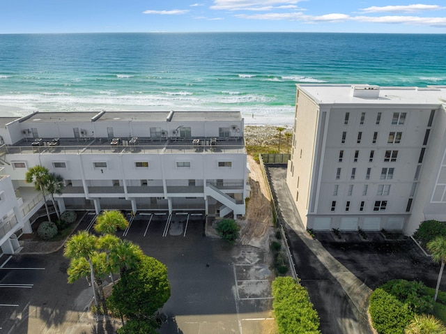 aerial view with a beach view and a water view