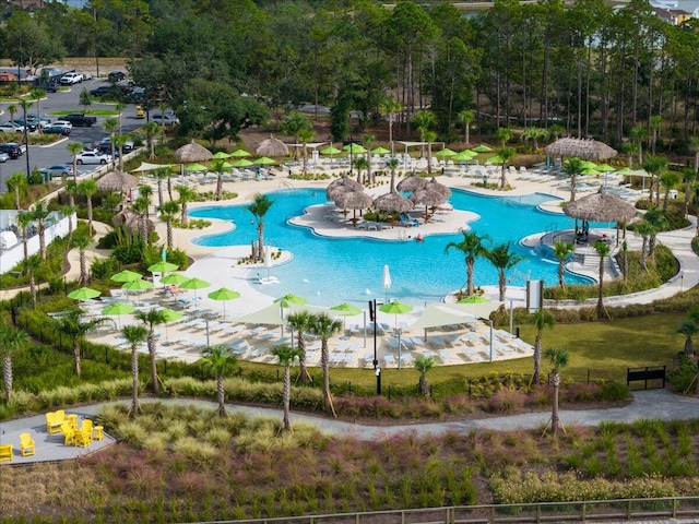 view of pool featuring a patio