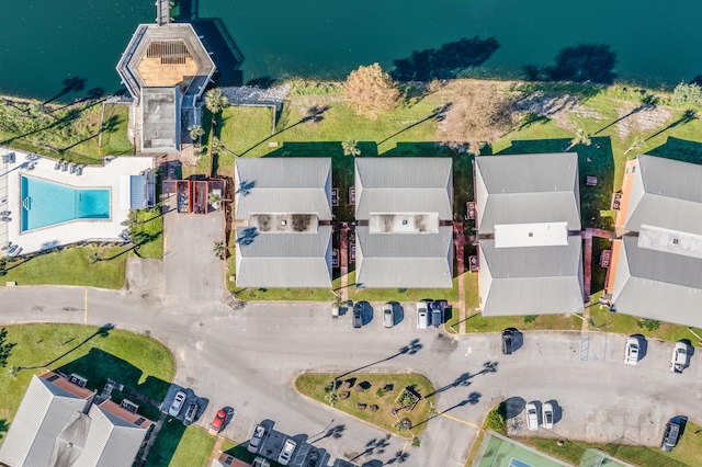 bird's eye view featuring a water view