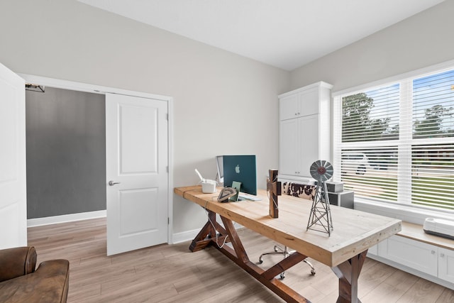 home office featuring light wood-type flooring