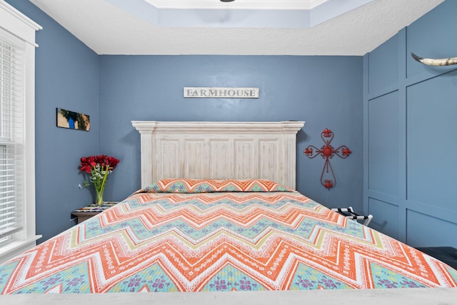 bedroom with a textured ceiling