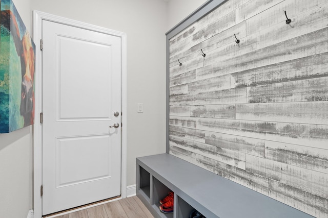 mudroom featuring light hardwood / wood-style floors