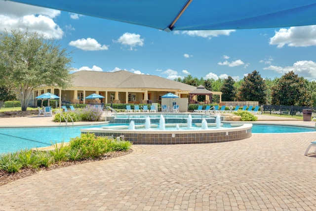 view of pool with a gazebo