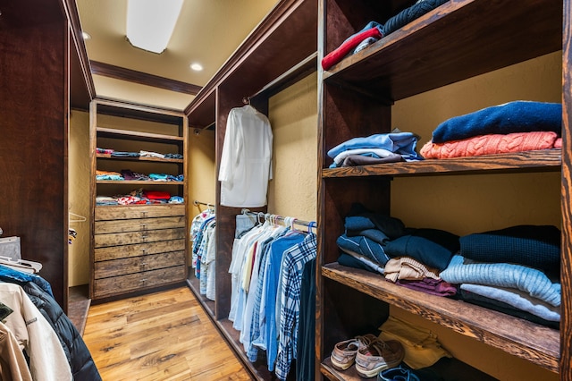 spacious closet with light wood finished floors