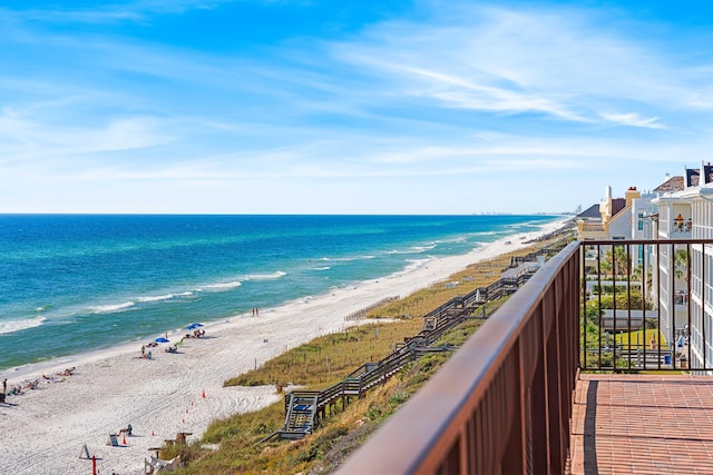 property view of water featuring a view of the beach