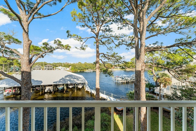 water view with a boat dock