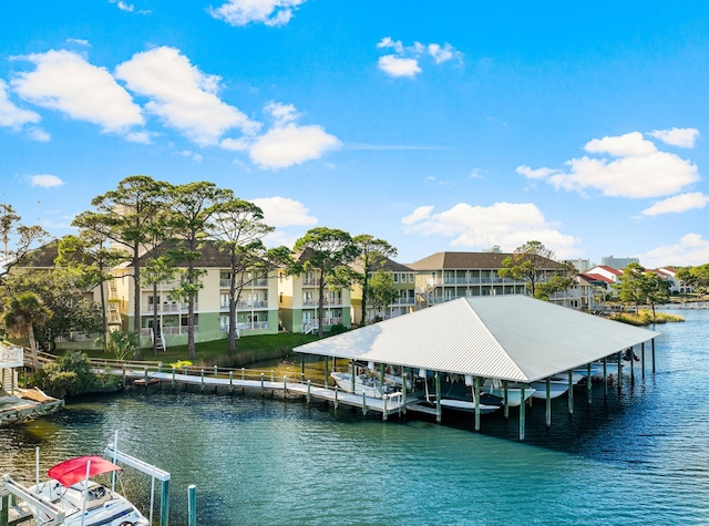 view of dock featuring a water view