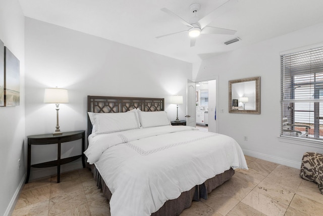 bedroom featuring ceiling fan