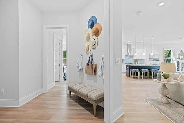 hall featuring light hardwood / wood-style floors