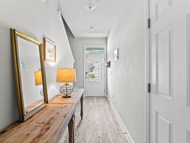 doorway featuring light wood-type flooring