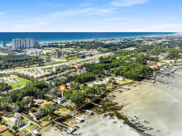 bird's eye view featuring a water view