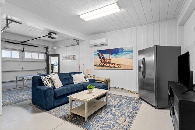 living room featuring a wall mounted AC