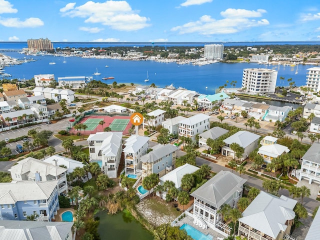 bird's eye view featuring a water view