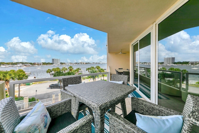 balcony with a water view