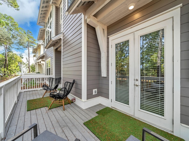 wooden terrace with french doors