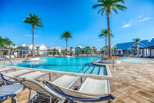 view of pool featuring a patio area