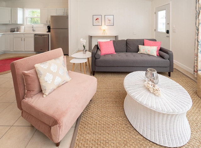 view of tiled living room