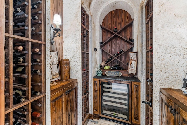 wine cellar featuring beverage cooler