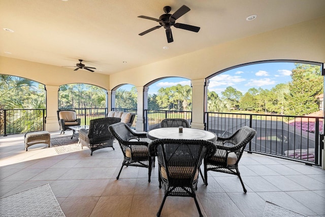3400 Ravenwood Ln, Miramar Beach, FL 32550 - view of patio / terrace with ceiling fan, outdoor lounge area, and a balcony