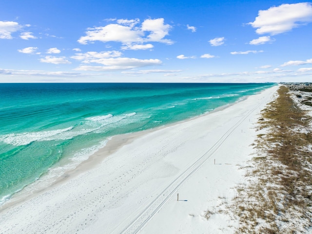 property view of water featuring a view of the beach