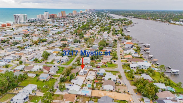 bird's eye view featuring a water view