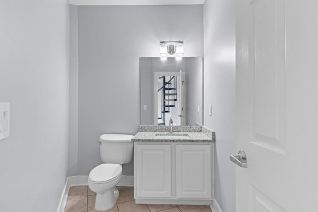 bathroom featuring toilet, vanity, and tile patterned floors