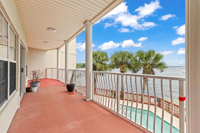 balcony with a water view