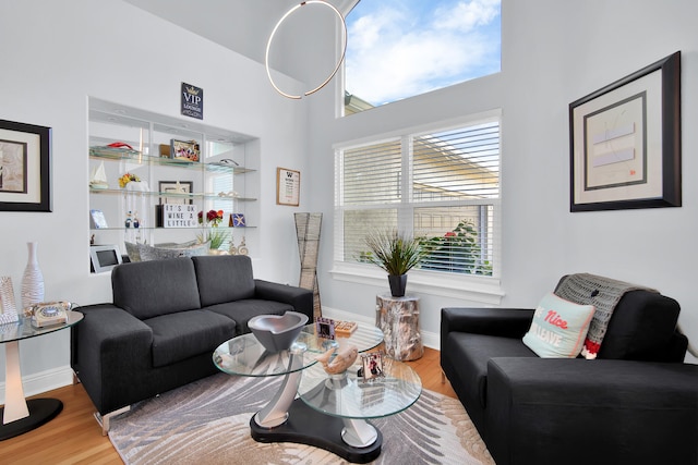 living room with hardwood / wood-style flooring