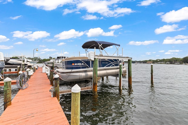 dock area with a water view