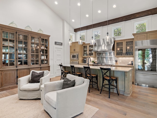 11 Acorn Way, Santa Rosa Beach, FL 32459 - living room with high vaulted ceiling, light wood-style flooring, and recessed lighting