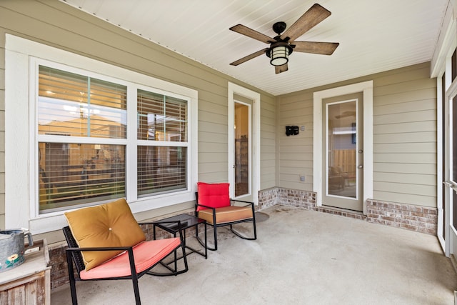 view of patio with ceiling fan