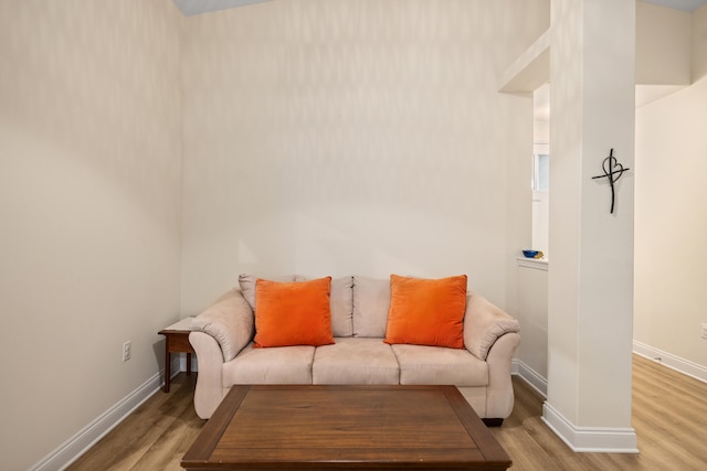 living room with light wood-type flooring