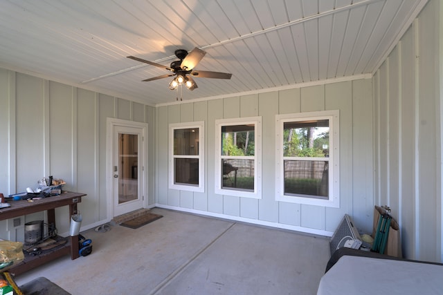 view of patio / terrace with ceiling fan