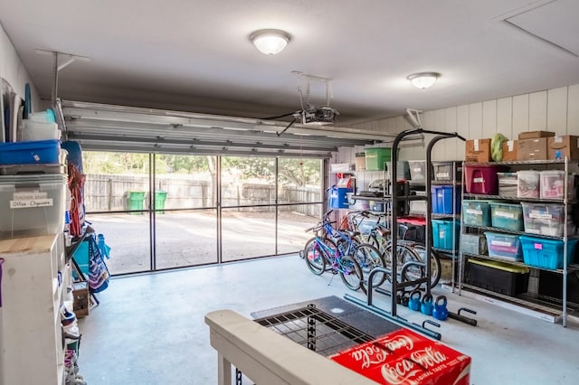 garage with a garage door opener