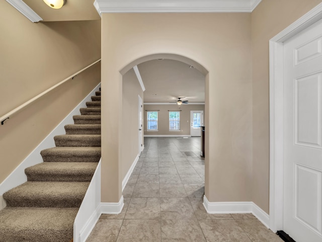 corridor with ornamental molding