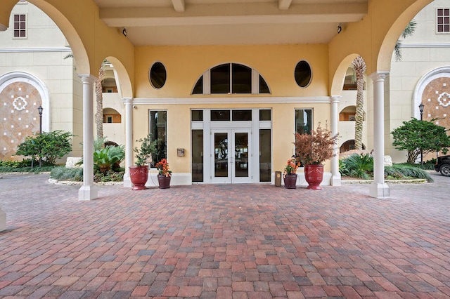 doorway to property with french doors