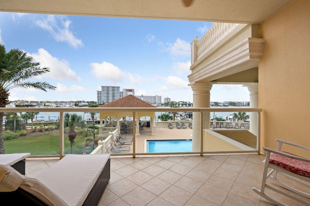 balcony with a water view