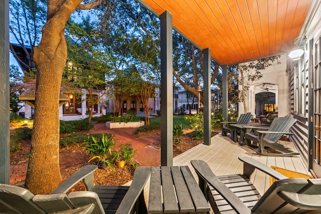 view of patio featuring a wooden deck