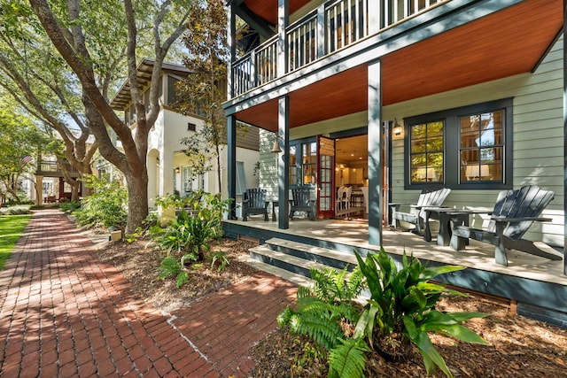 view of patio / terrace with a balcony