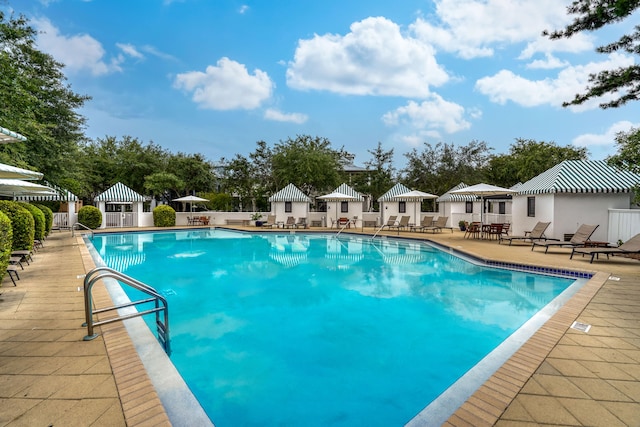 view of pool featuring a patio area