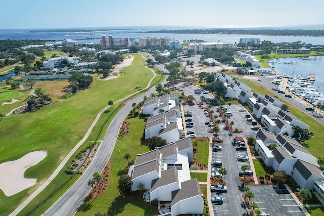 bird's eye view featuring a water view