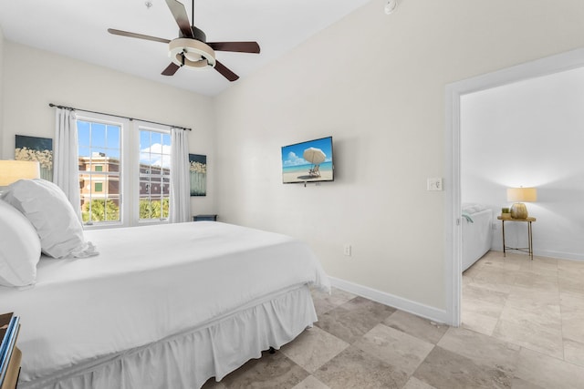 bedroom featuring ceiling fan