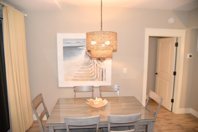 dining area with light wood-type flooring