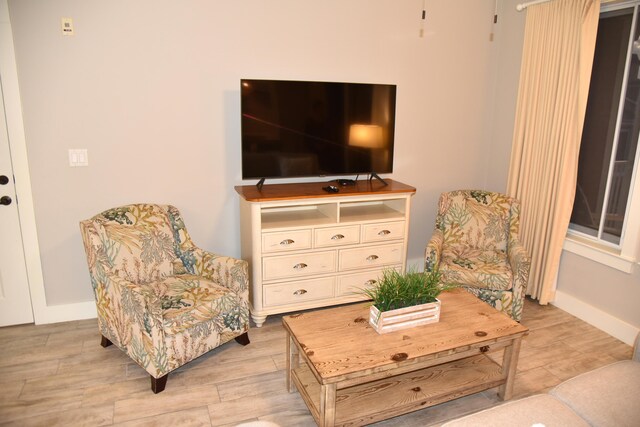 living area featuring light hardwood / wood-style flooring